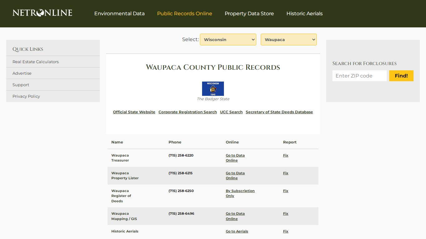 Waupaca County Public Records - NETROnline.com