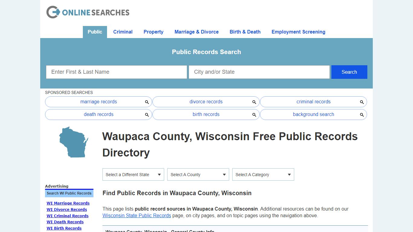 Waupaca County, Wisconsin Public Records Directory